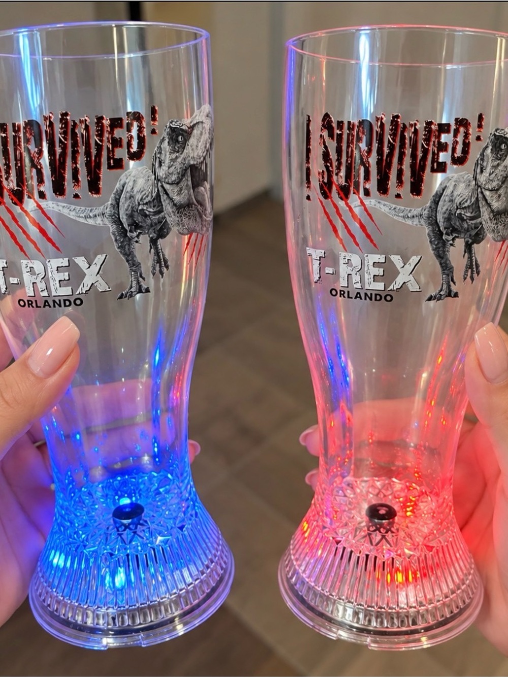 I Survived T-Rex Orlando Light-Up Pint Glasses - Red & Blue